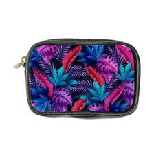 Background With Violet Blue Tropical Leaves Coin Purse by Wegoenart