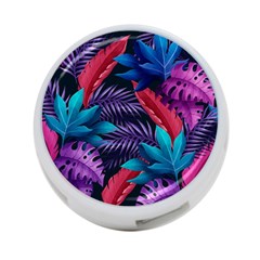 Background With Violet Blue Tropical Leaves 4-port Usb Hub (two Sides) by Wegoenart