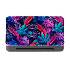 Background With Violet Blue Tropical Leaves Memory Card Reader With Cf by Wegoenart