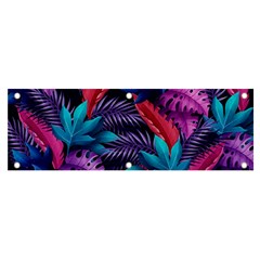 Background With Violet Blue Tropical Leaves Banner And Sign 6  X 2 