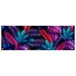 Background With Violet Blue Tropical Leaves Banner and Sign 9  x 3  Front