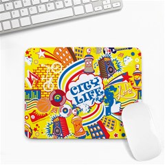 Colorful City Life Horizontal Seamless Pattern Urban City Small Mousepad by Wegoenart