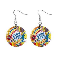 Colorful City Life Horizontal Seamless Pattern Urban City Mini Button Earrings by Wegoenart