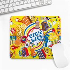 Colorful City Life Horizontal Seamless Pattern Urban City Large Mousepad by Wegoenart