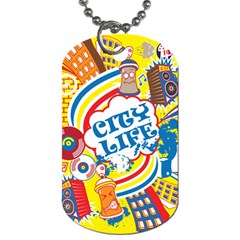 Colorful City Life Horizontal Seamless Pattern Urban City Dog Tag (one Side) by Wegoenart