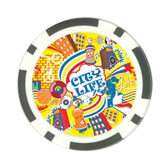 Colorful City Life Horizontal Seamless Pattern Urban City Poker Chip Card Guard (10 Pack) by Wegoenart