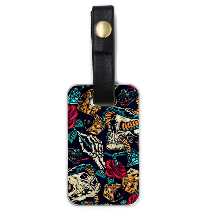 Vintage Art Tattoos Colorful Seamless Pattern Luggage Tag (one side)