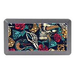 Vintage Art Tattoos Colorful Seamless Pattern Memory Card Reader (mini) by Wegoenart