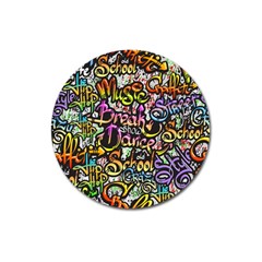 Graffiti Word Seamless Pattern Magnet 3  (round) by Wegoenart