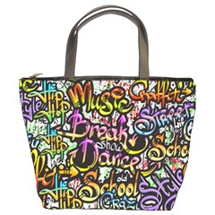 Graffiti Word Seamless Pattern Bucket Bag by Wegoenart