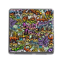 Graffiti Word Seamless Pattern Memory Card Reader (square 5 Slot) by Wegoenart