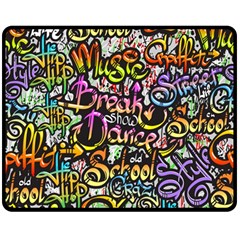 Graffiti Word Seamless Pattern Double Sided Fleece Blanket (medium)  by Wegoenart