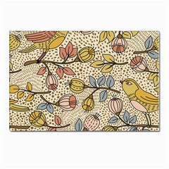 Seamless Pattern With Flower Bird Postcards 5  X 7  (pkg Of 10)