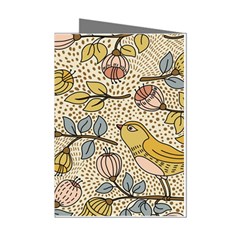 Seamless Pattern With Flower Bird Mini Greeting Cards (pkg Of 8)