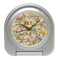 Seamless Pattern With Flower Bird Travel Alarm Clock