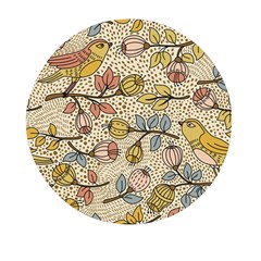 Seamless Pattern With Flower Bird Mini Round Pill Box by Wegoenart