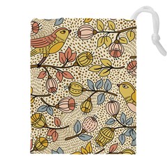 Seamless Pattern With Flower Bird Drawstring Pouch (4xl) by Wegoenart