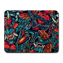 Vintage Tattoos Colorful Seamless Pattern Small Mousepad by Wegoenart