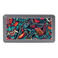 Vintage Tattoos Colorful Seamless Pattern Memory Card Reader (mini) by Wegoenart