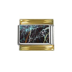 Abstract Colorful Texture Gold Trim Italian Charm (9mm)