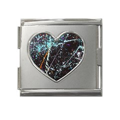 Abstract Colorful Texture Mega Link Heart Italian Charm (18mm)