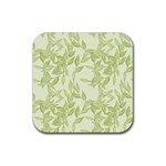 Watercolor Leaves On The Wall  Rubber Coaster (Square) Front