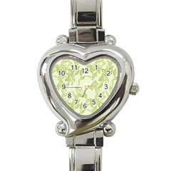 Watercolor Leaves On The Wall  Heart Italian Charm Watch