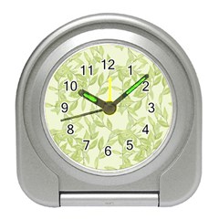 Watercolor Leaves On The Wall  Travel Alarm Clock