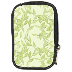 Watercolor Leaves On The Wall  Compact Camera Leather Case by ConteMonfrey