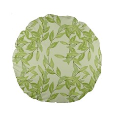 Watercolor Leaves On The Wall  Standard 15  Premium Round Cushions by ConteMonfrey