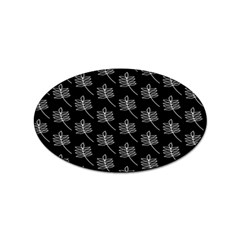 Black Cute Leaves Sticker (oval) by ConteMonfrey