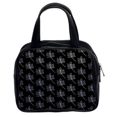 Black Cute Leaves Classic Handbag (two Sides) by ConteMonfrey