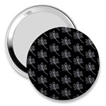 Black Cute Leaves 3  Handbag Mirrors Front