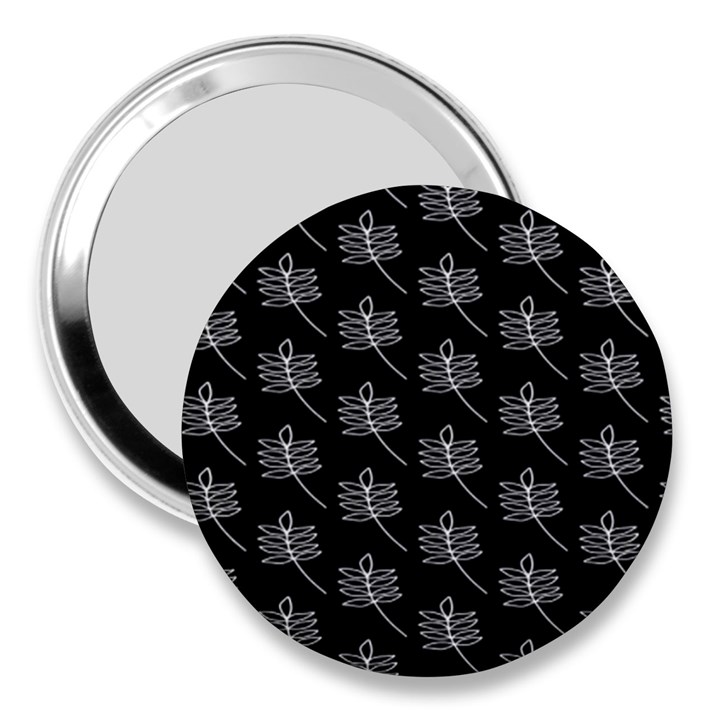 Black Cute Leaves 3  Handbag Mirrors