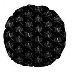 Black Cute Leaves Large 18  Premium Round Cushions by ConteMonfrey