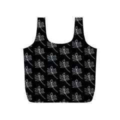 Black Cute Leaves Full Print Recycle Bag (s) by ConteMonfrey