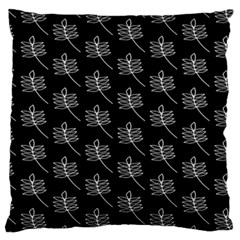 Black Cute Leaves Large Flano Cushion Case (one Side) by ConteMonfrey