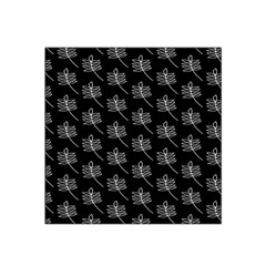 Black Cute Leaves Satin Bandana Scarf 22  X 22  by ConteMonfrey