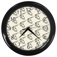 Cute Leaves Draw Wall Clock (black) by ConteMonfrey