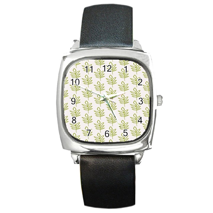 Autumn Leaves Gray Square Metal Watch