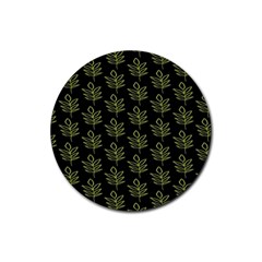 Autumn Leaves Black Rubber Coaster (round) by ConteMonfrey