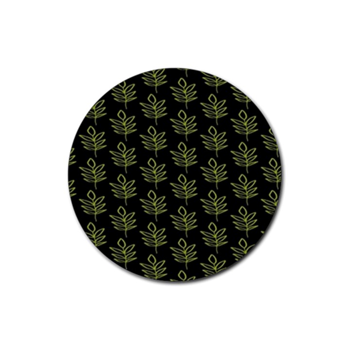 Autumn Leaves Black Rubber Round Coaster (4 pack)