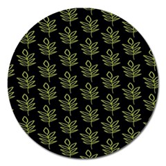 Autumn Leaves Black Magnet 5  (round) by ConteMonfrey