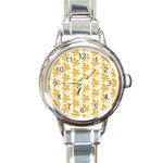 Orange Leaves   Round Italian Charm Watch Front