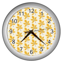 Orange Leaves   Wall Clock (silver) by ConteMonfrey