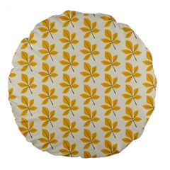 Orange Leaves   Large 18  Premium Flano Round Cushions by ConteMonfrey