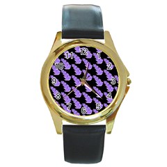 Cute Lavanda Black Round Gold Metal Watch by ConteMonfrey