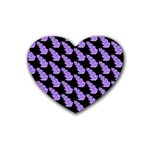 Cute Lavanda Black Rubber Coaster (Heart) Front