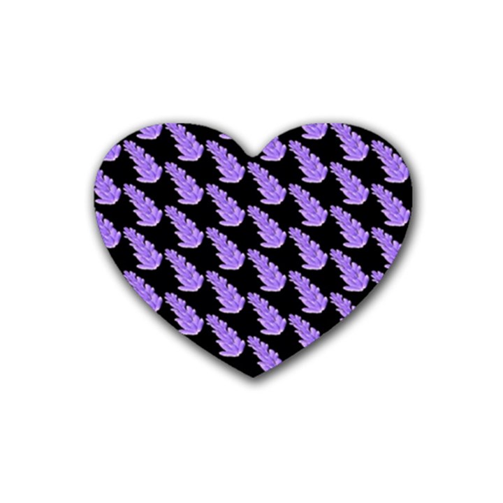 Cute Lavanda Black Rubber Coaster (Heart)