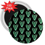 Watercolor Seaweed Black 3  Magnets (100 pack) Front